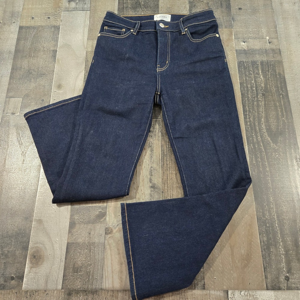 Frame Le Crop Mini Boot Jeans Stargirl High Mid Dark Wash Denim LCMB243 Size 27